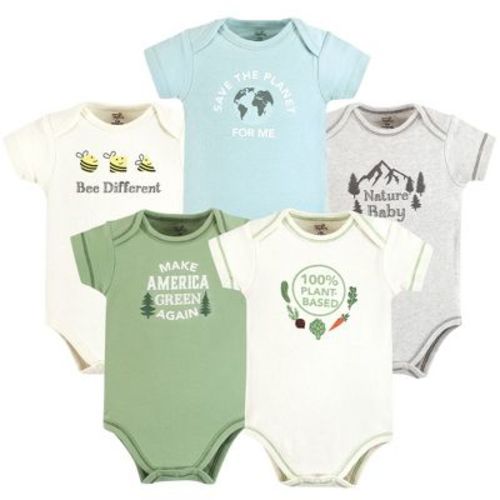 Touched by Nature Baby Organic Cotton Bodysuits, Planet Based, 9-12 Months