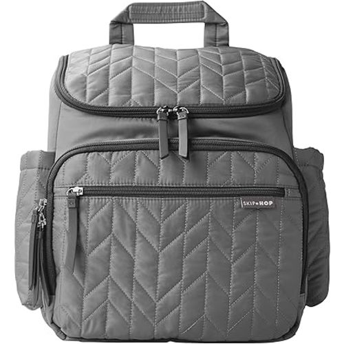 Skip Hop Diaper Bag Backpack: Forma, Multi-Function Baby Travel Bag with Changing Pad & Stroller Attachment, Grey