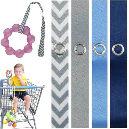 Toy Saver Strap Holder Leash Secure Accessories Gray Chev/Navy/Lt Blue/Gray - 4pc