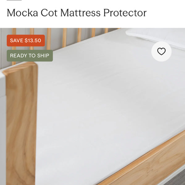 Mocka Cot Mattress Protector - Nursery Cot Bedding