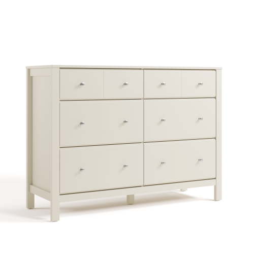 Storkcraft Horizon 6 Drawer Nursery Double Dresser, Frosted Oat