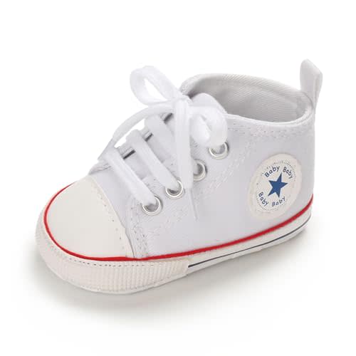 KKIIDDSS Unisex Baby Girls Boys Canvas High-top Shoes, Newborn Infant Anti-Slip Soft Sole Frist Walking Breathable Sneakers