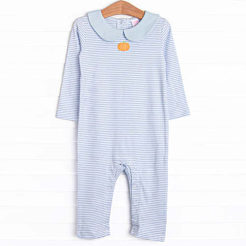 Pumpkin Patch Pick Pima Embroidered Romper, Blue – Stitchy Fish