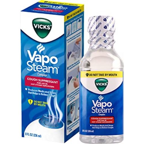 Vicks VapoSteam Medicated Liquid with Camphor, a Cough Suppressant, 8 Oz – VapoSteam Liquid Helps Relieve Coughing, for Use in Vicks Vaporizers and Humidifiers