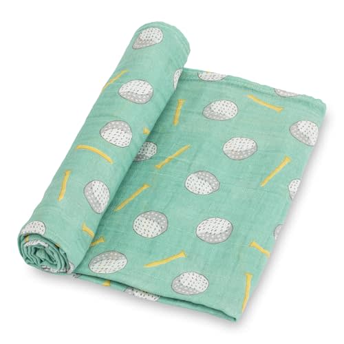 Swaddle Blanket 100% Cotton, Soft Muslin Swaddle Blankets, 47 x 47 inches Baby Swaddles for Boys and Girls, Lightweight Baby Blanket, Baby Essentials, Registry (Golf Balls Print)