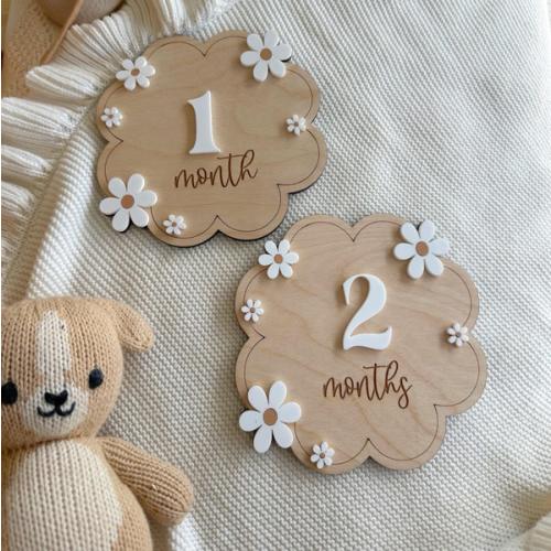 Baby Milestone | Boho Baby Milestone | Wooden daisy Flower Milestone Disc | Monthly Baby Milestone Marker | Baby Growth | Baby Photo Prop