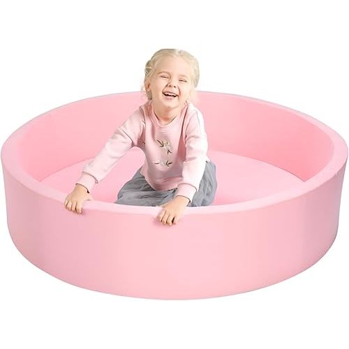 TRENDBOX Extra Large Soft Foam Ball Pit 51.2" x 11.8" (NO Balls) in Large Sponge Round Ball Pool Indoor Round Ball Pits Children Toddler Playpen - Light Pink