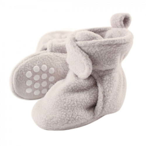 Luvable Friends Baby and Toddler Cozy Fleece Booties, Gray, 6-12 Months
