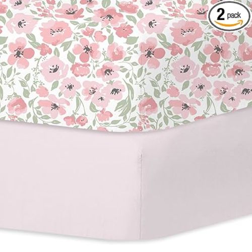 Little Grape Land Crib Sheets for Boys and Girls 2pk Baby Crib Fitted Sheet for Standard Size Crib and Toddler Mattress Super Soft Baby Sheet, Daliah