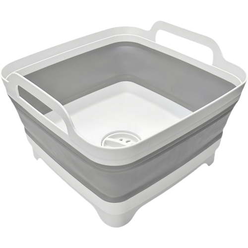 Space-saving foldable sink camping, Portable Collapsible Dish Basin, Camping Sink for Washing Dishes,Fruit, Beverage Tubs, Camping, Laundry , Kitchen Use,9L,Gray