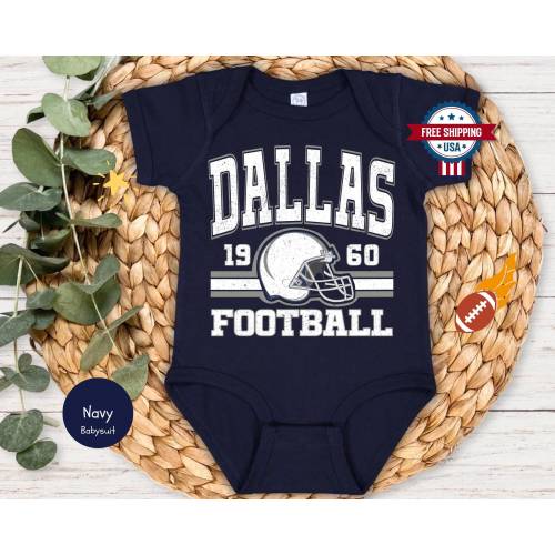 Dallas Football Onesies®, Retro 80s Style Game Day Baby Tee, Football Baby Shower Gift, Cute Trendy Baby Bodysuit, Dallas Toddler T-shirt