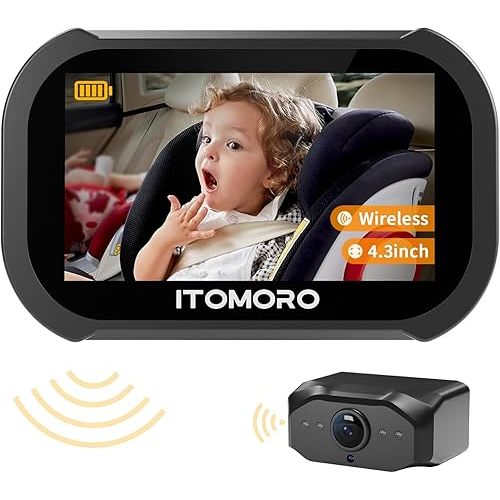 Itomoro Wireless Baby Car Camera, Car Camera for Baby Max Range 1000FT, Night Vision Wide View 1080P Display Car Baby Camera, Baby Car Camera Backseat Wireless for All Vehicle