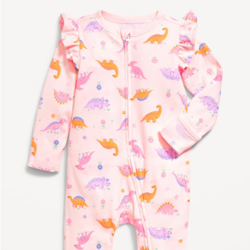 2-Way-Zip Sleep & Play Ruffle-Trim Footed One-Piece for Baby