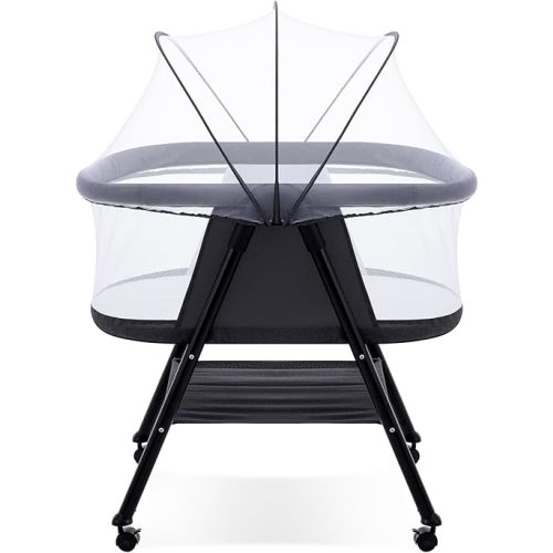 Baby bassinets,3 in1 Baby Crib, Sturdy, Portable & Easy to Assemble,Mosquito net and Portable Bag Included. (Black)