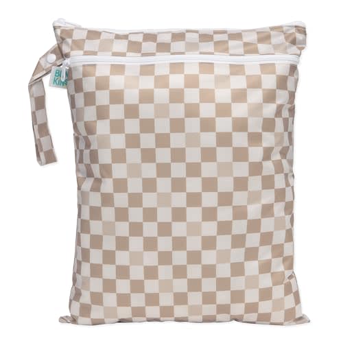 Bumkins Waterproof Wet Dry Bag for Baby, Travel, Swim Suit, Cloth Diapers, Pump Parts, Pool, Gym Clothes, Toiletry, Strap to Stroller, Daycare, Zip Reusable Bag, Wetdry Packing Pouch, Sand Check - D2 Palm Trees-WD