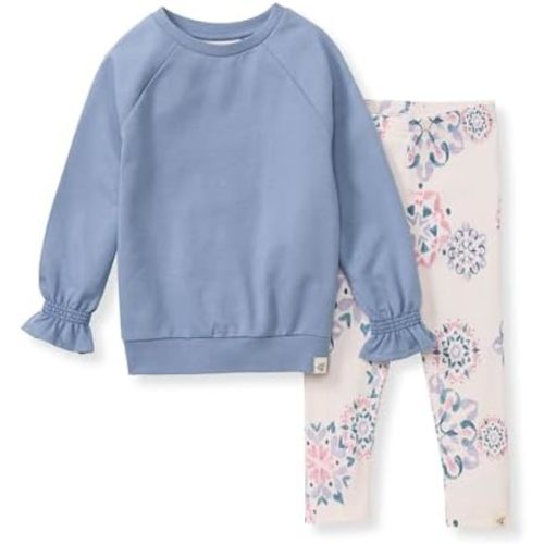 Burt's Bees Baby Baby Girls' Long Sleeve Top and Pant Set, 100% Organic Cotton