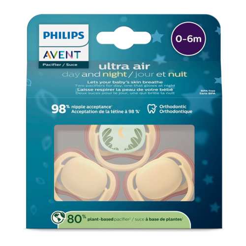 Suce Ultra Air Nuit 0-6mois - Jaune (3) - Philips Avent – CLÉMENT