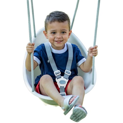 Swurfer Coconut Toddler Swing – Comfy Baby Swing Outdoor, 3- Point Adjustable Safety Harness, Secure, Safe Quick Click Locking System, Blister-Free Rope, Easy Installation, Ages 6-36 Months - White