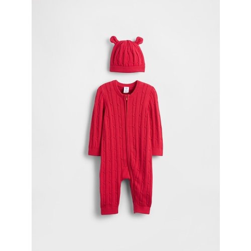 Baby Cable-Knit One-Piece Outfit Set