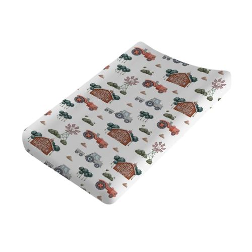 Farm Tractors Trees Windmill Truck Barn Changing Pad Cover Diaper Farmhouse Life Change Table Sheets for Baby Girls Boys Soft Stretchy Fitted Changing Table Mats Cover 32''x16''