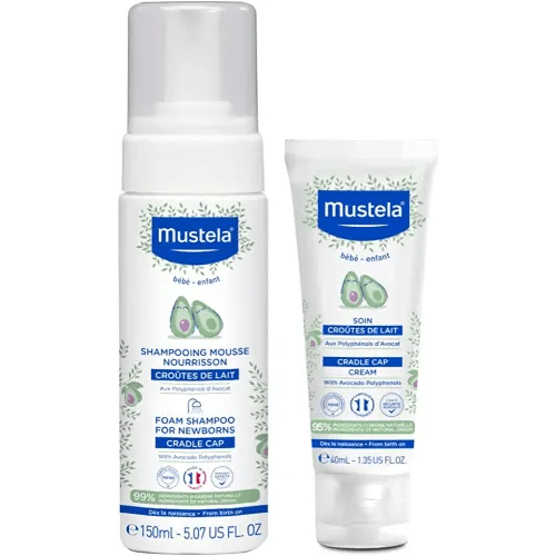 Mustela Baby Cradle Cap Bundle - Natural Baby Shampoo & Cradle Cap Cream - with Natural Avocado - 2 Piece Set