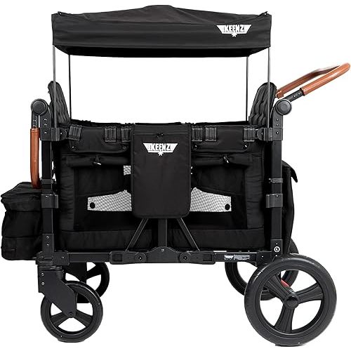 Keenz VYOO Stroller Wagon with Canopy - Foldable Design for Easy Storage, 5 Seating Positions for Kids, Enhanced Child Safety, All-Terrain Mobility, 4-Passangers, Black