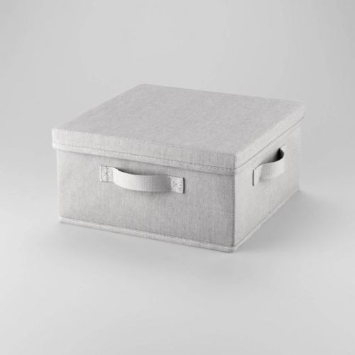 13"x13"x6" Fabric Bin with Lid Light Gray - Brightroom™