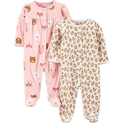 Simple Joys by Carter's Baby Girls' Fleece Footed Sleep and Play, Pack of 2
