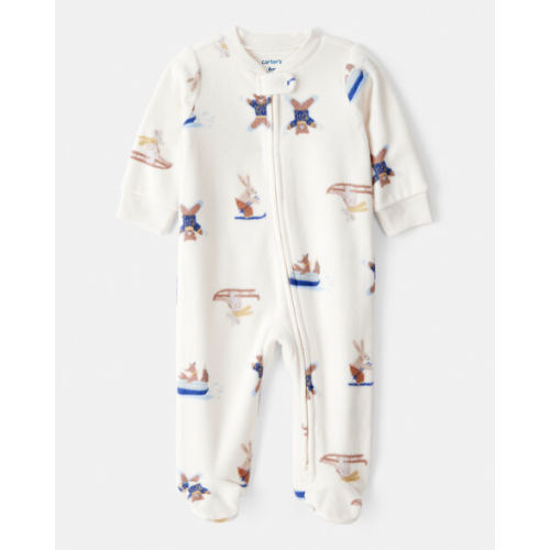 Baby Boy Animal Ski Print Loose Fit Long-Sleeve Sleep & Play Pajamas - Cream - Carter's | Carter's