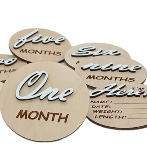 Baby Milestone Signs, Baby Monthly Milestone Wooden Circles