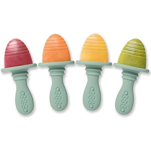 Silicone Petite Pops - Baby Popsicle Mold - BPA Free - Dishwasher Safe - 4 Months+ (Sage Green Teether Pops)