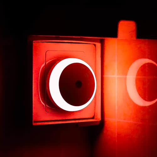 Red Night Light, LED Night Light Plug in, Dusk to Dawn Smart Sensor, Red Light for Sleep, 2 Pack Nightlight Plug into Wall, for Bedroom, Bathroom, Kids Room, Kitchen, Hallway, Stairway, Round