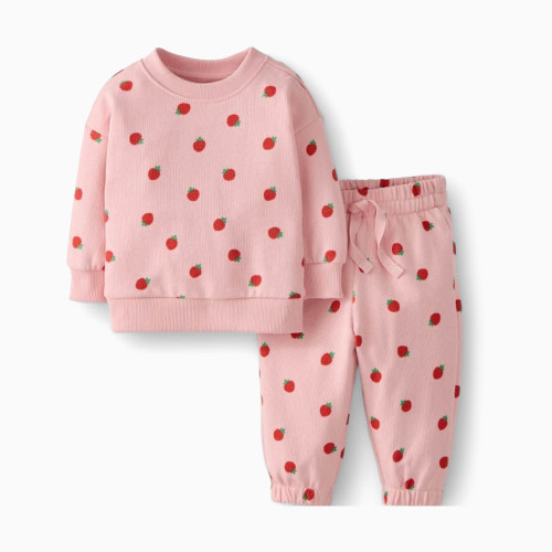 Hanna Andersson Baby French Terry Sweatsuit Set - Strawberry, 3-6 M