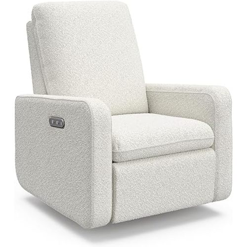 Graco Teddi Power Recliner Swivel Glider (Ivory Boucle) – Electronic Power Recline, USB-A & USB-C Charger, Premium Cushioning & Comfort