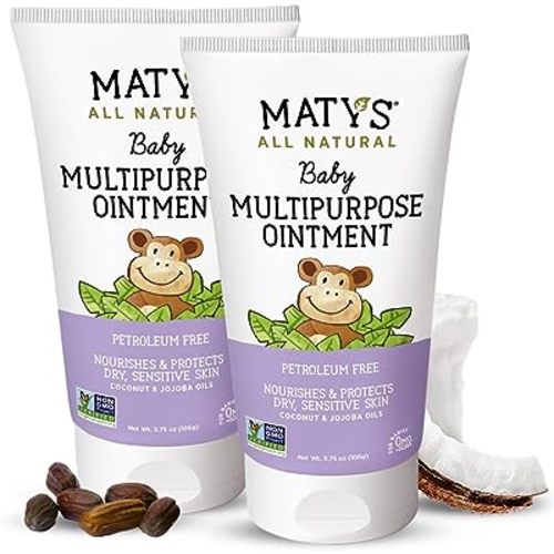 Matys Multipurpose Baby Ointment, All Over Gentle Skin Protection for Newborns & Up, Soothes Dry Irritated Skin, Diaper Area, Dry Scalp, Drool Irritation, Petroleum Free, 2 Pack, 3.75 oz each tube