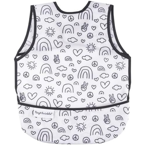 Tiny Twinkle Mess Proof Baby Bib - Waterproof Toddler and Baby Apron Bib - Machine Washable - PFAS and BPA Free