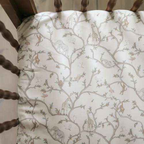 Animal Parade Print Crib Sheet, Ivory - Gooselings | Maisonette