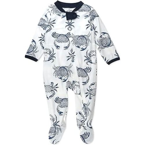HonestBaby Sleep and Play Footed Pajamas One-Piece Sleeper Jumpsuit Zip-front PJs Organic Cotton for Baby Boys, Unisex