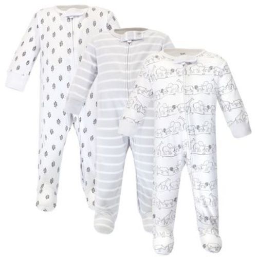 Touched By Nature Baby Organic Cotton Zipper Sleep And Play 3pk, Safari, 3-6 Months