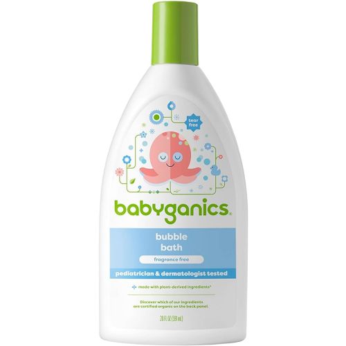 Babyganics Bubble Bath, Non-Allergenic, Gently Cleanses, Fragrance Free, 20 Fl Oz, Packaging May Vary