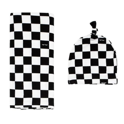 Little Sleepies Swaddle & Hat Set, Baby Swaddles Newborns, Soft Viscose from Bamboo Swaddle Blanket Wrap (Checks)