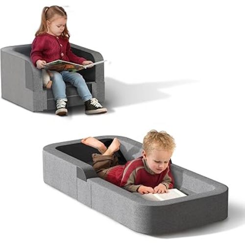 Toddler Travel Bed,2-in-1 Toddler Bed Sofa for Kids Portable & Lightweight with Carry Bag
