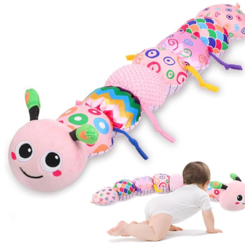 Baby Girl Toys 0-6 Months - Tummy Time Gifts Stuffed Sensory Caterpillar Toys for 0-3 3-6 6-9 6-12 Months Newborn Infant Rattles Crinkle Textures Soft Plush 3 4 5 6 7 8 9 10 Months Boys Girls Present