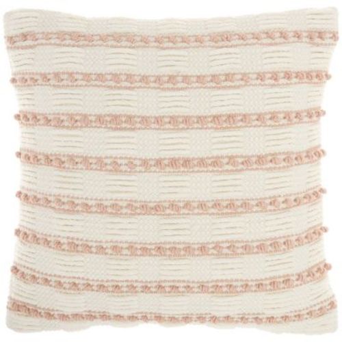 18"x18" Life Styles Woven Lines And Dots Square Throw Pillow Blush - Mina Victory: Farmhouse Decor, Removable Cover