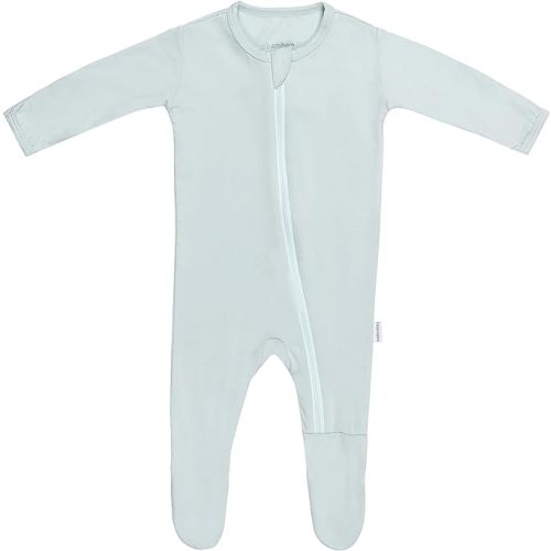 Soft Baby Bamboo Viscose Footie Pajamas, Zipper Closure, 0-24 Months - Cashmere Blue