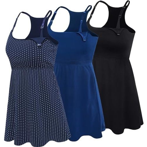 Cotton Maternity Nursing Tank Tops with Bralette Breastfeeding Shirts Pregnancy Clothes