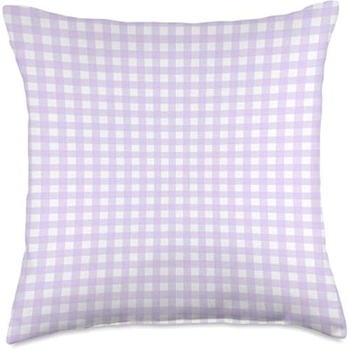 Pastel Lavender Purple Gingham Cute Cottagecore Aesthetic Throw Pillow