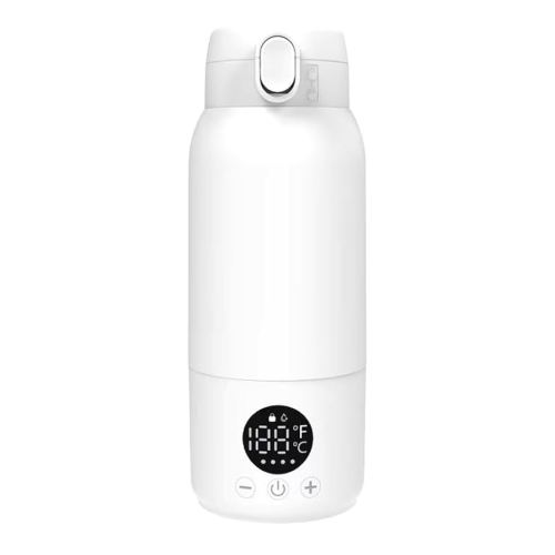 Portable Bottle Warmer for Travel, 16.9oz Baby Milk Warmer with 2-Min Fast Heating, Formula Container to Go, Keep Warm Function, USB Rechargeable Baby Feeding Essential