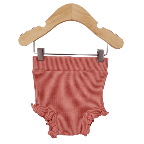 Organic Waffle Ruffle Bloomer, Dusty Rose