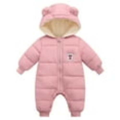 SYNPOS 0-18Months Winter Infant Baby Boys Girls Snowsuit Romper Bear Ears Hooded Outwear Zipped One Piece Toddler Fleece Lined Jumpsuit Down Coat